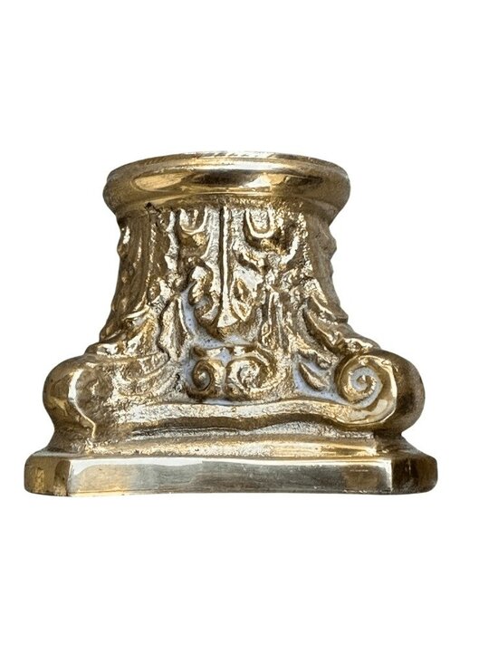 Antique / Vintage Medium Brass & Crystals Female Figurines 6  Antique Roman Style Ornate Solid Brass Chandelier Part